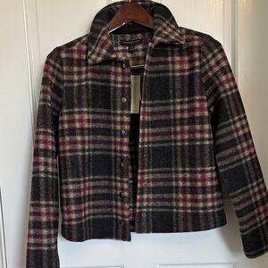 Banana Republic Petite Black and Purple Plaid Blazer